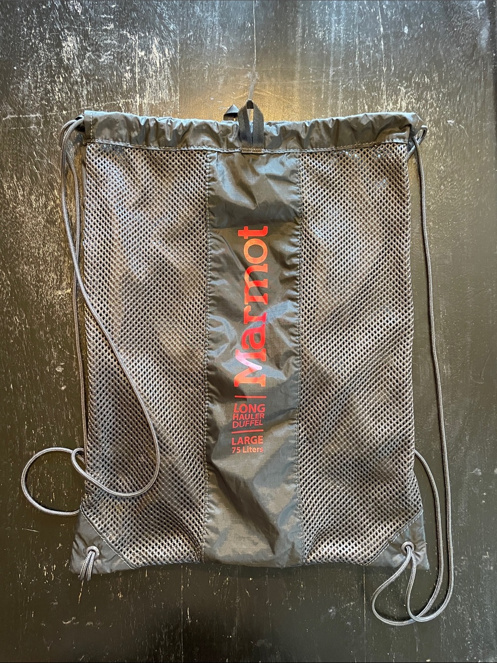 Marmot Black Drawstring Duffel Sack with Red Logo 7.75 Liters - Long Haul Duffel